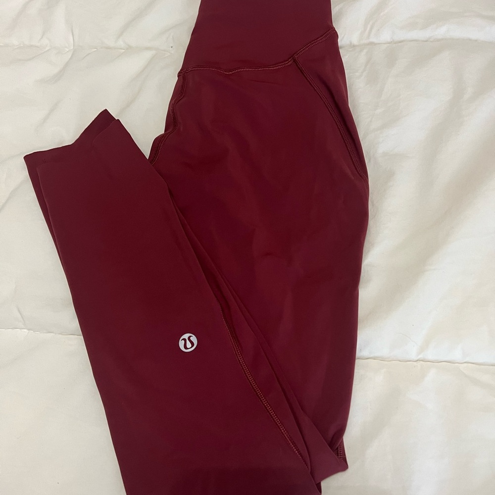 Lululemon base pace 23” high rise leggings tights burgundy deep red